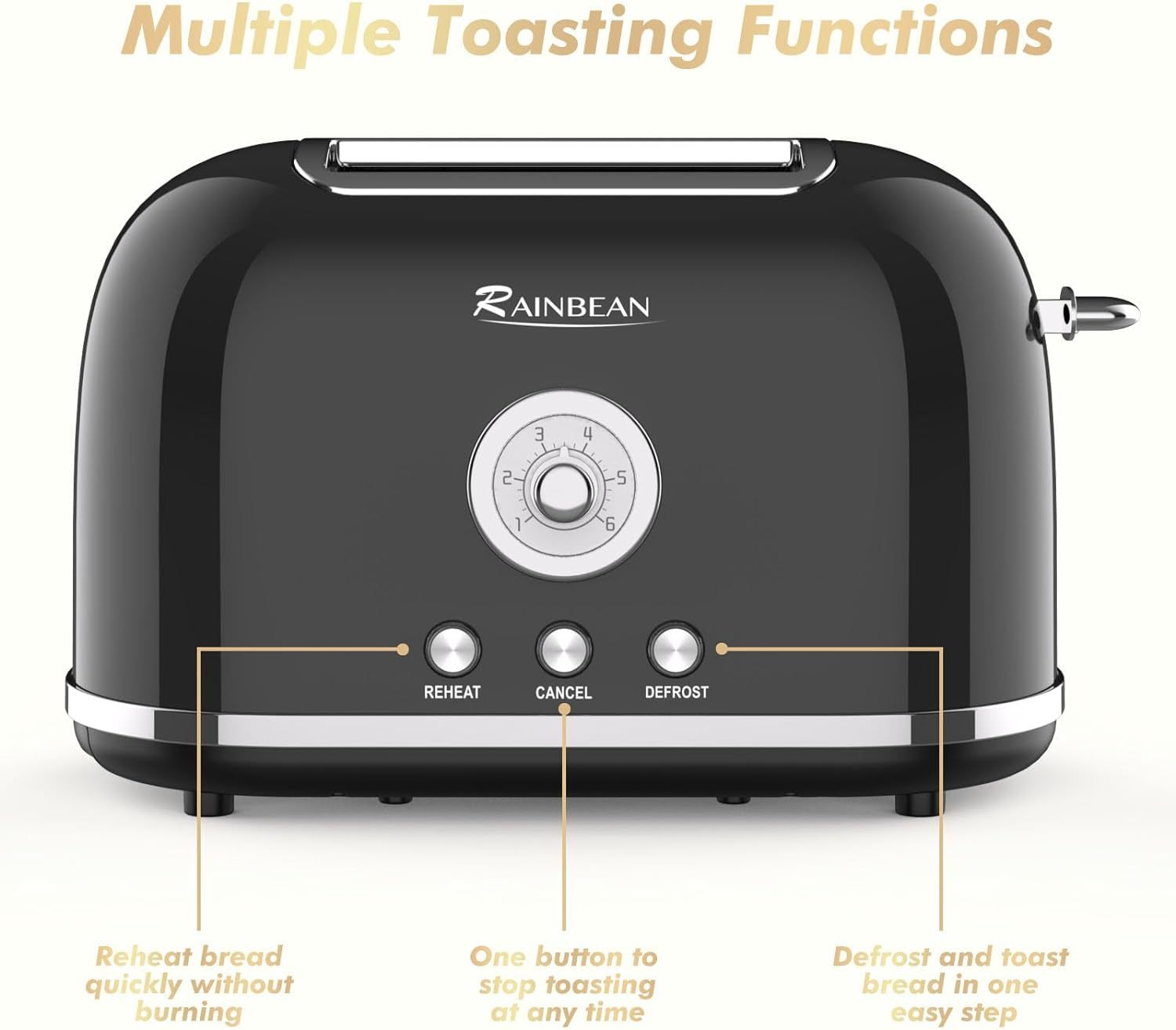 Retro 2-Slice Stainless Steel Toaster Smart Kitchen & Home