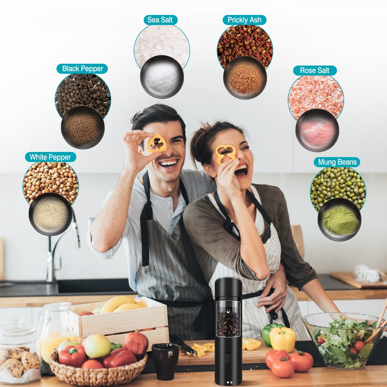 Electric Salt & Pepper Grinder – Gravity Sensor with LED CJ US