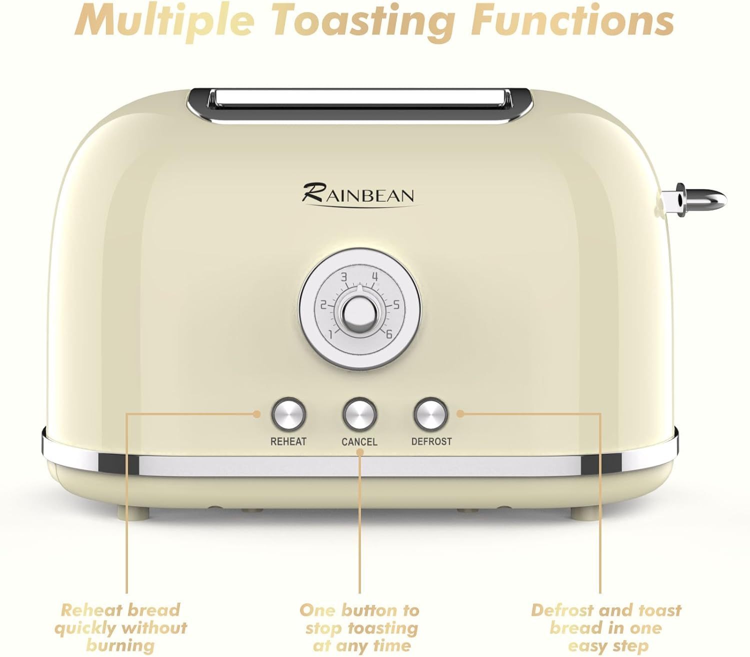 Retro 2-Slice Stainless Steel Toaster Smart Kitchen & Home