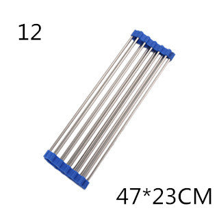 Folding Kitchen Drain Sink Rack – Stainless Steel Roll-Up Dish Drying Rack
