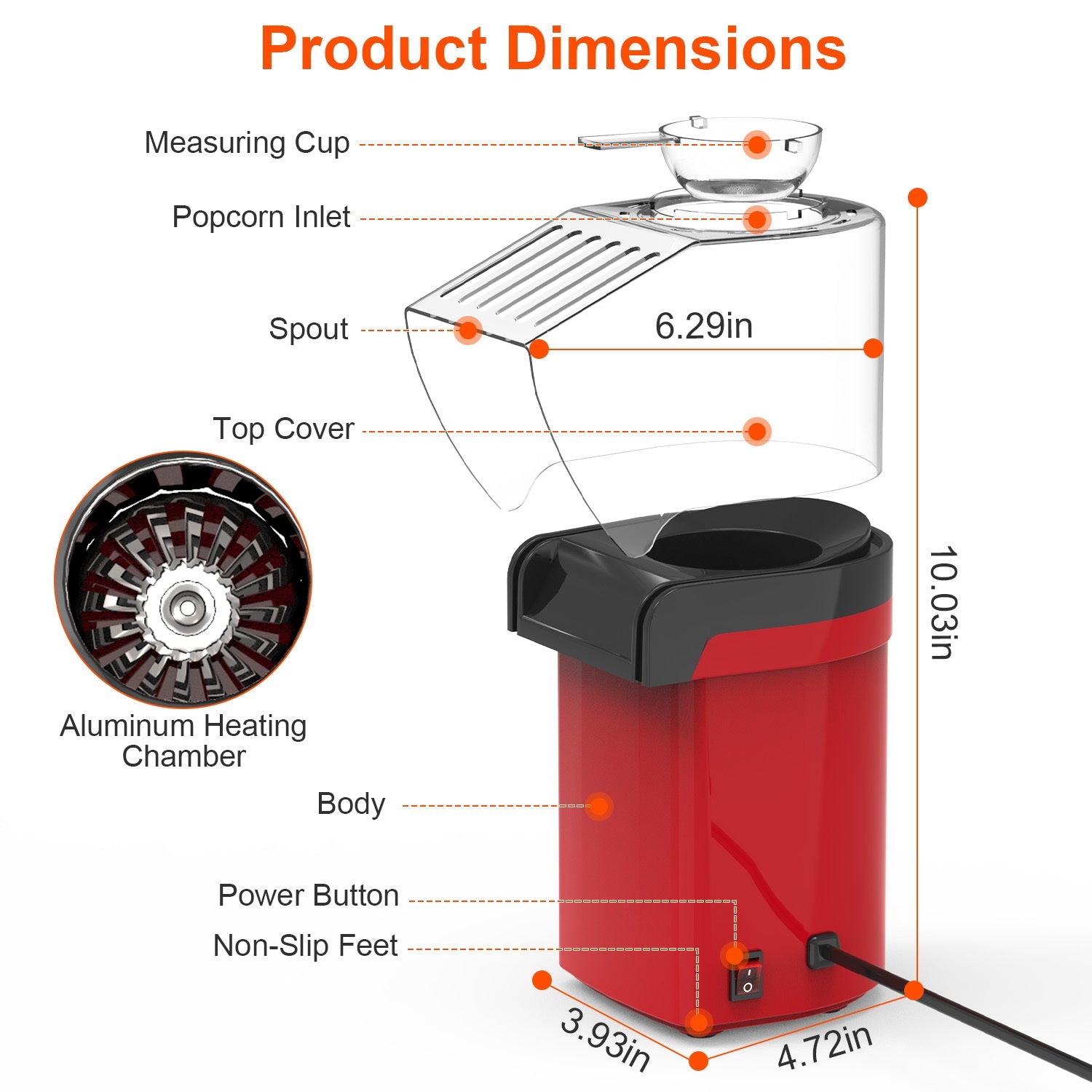 🍿 Electric Hot Air Popcorn Popper – 1200W Oil-Free Popcorn Maker CJ US