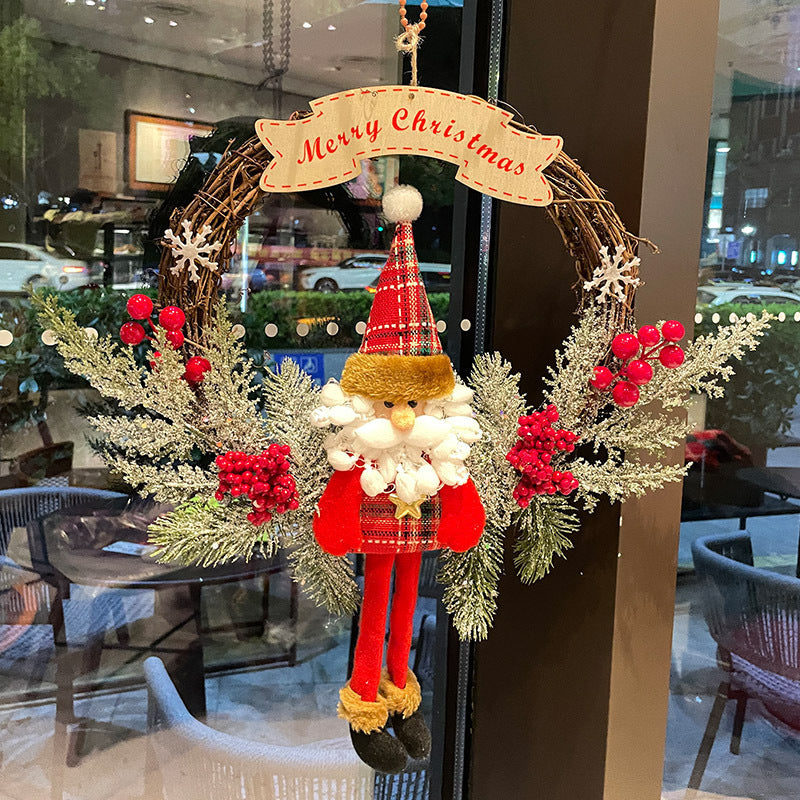🎅 Christmas Vine Ring – Snowman & Elk Holiday Wreath Decoration CJ