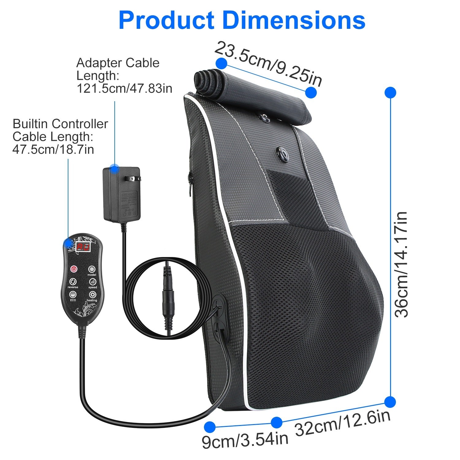 3D Back Massager Pillow – Shiatsu Heat & Kneading Massage CJ US