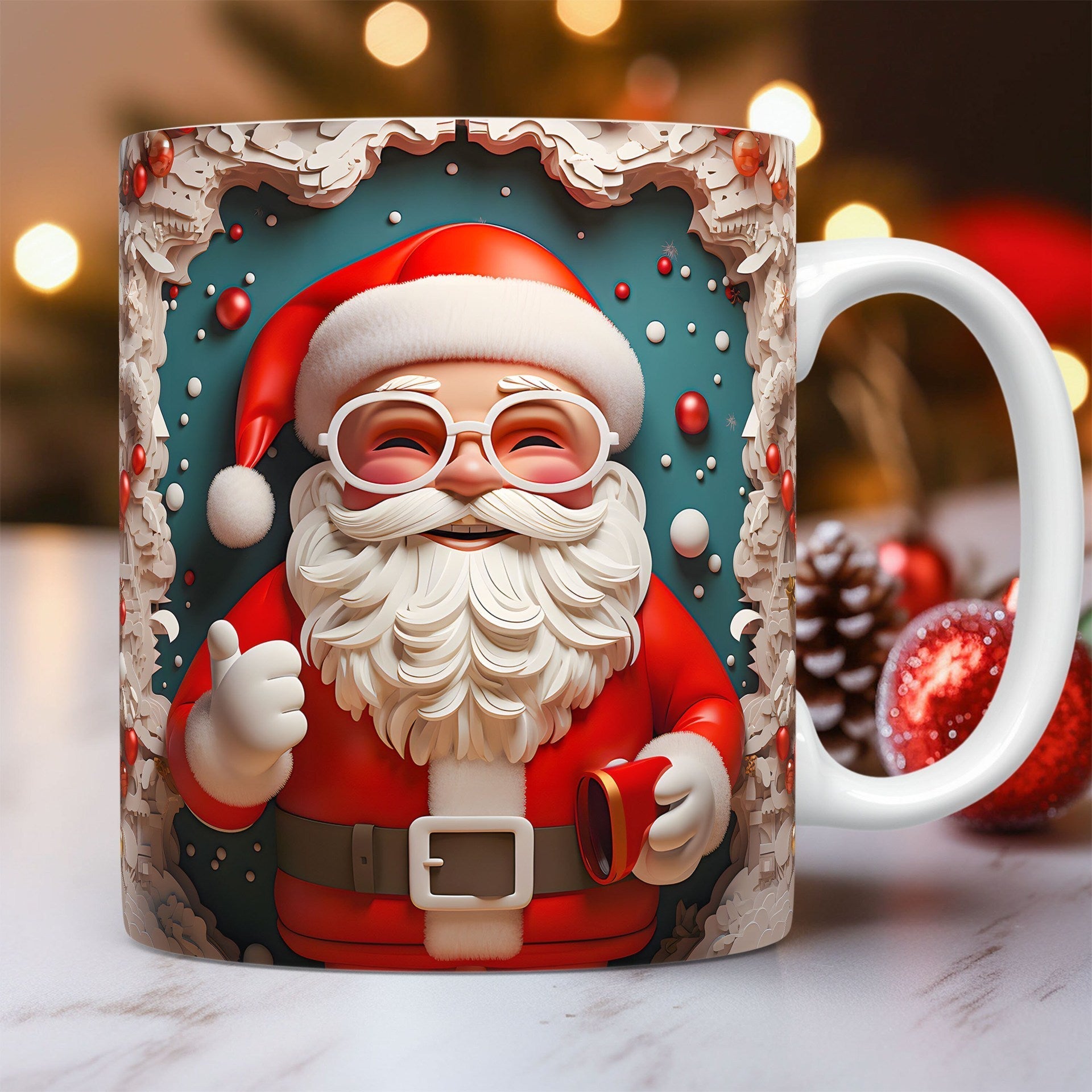 ☕ 3D Christmas Ceramic Mug – Santa & Snowman Holiday Coffee Cup CJ