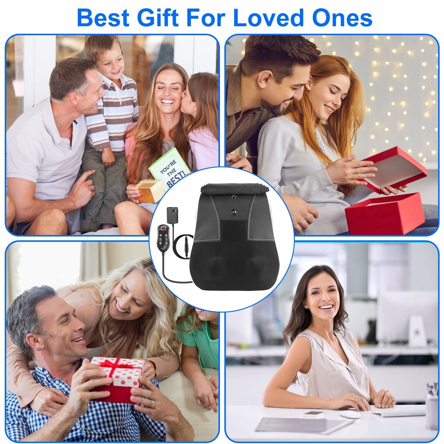 3D Back Massager Pillow – Shiatsu Heat & Kneading Massage CJ US