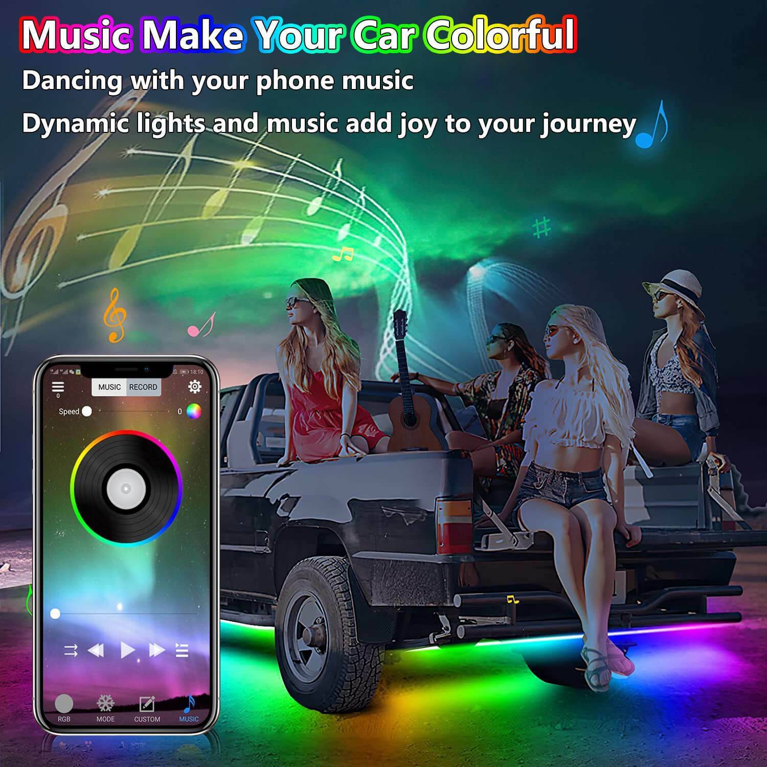 RGB Car Underglow Neon Strip Kit CJ US