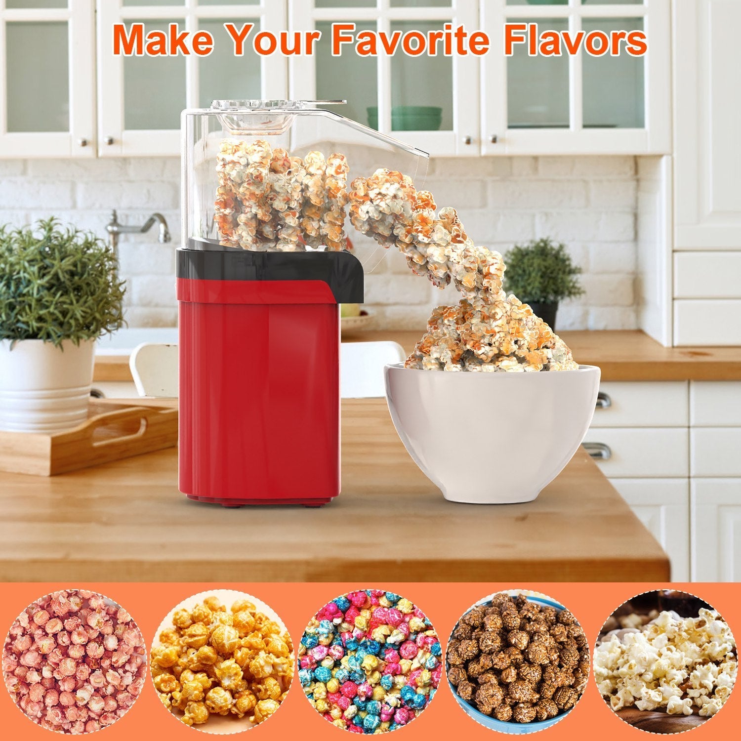 🍿 Electric Hot Air Popcorn Popper – 1200W Oil-Free Popcorn Maker CJ US