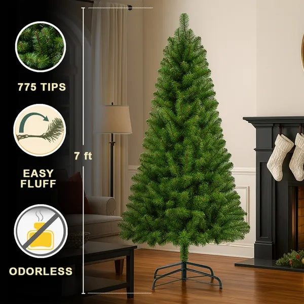 7FT Unlit Artificial Christmas Tree With 775 Tips CJ US