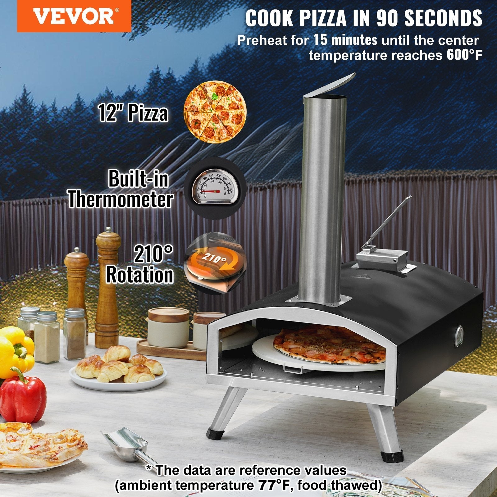 12″ Portable Outdoor Wood-Pellet Pizza Oven CJ US