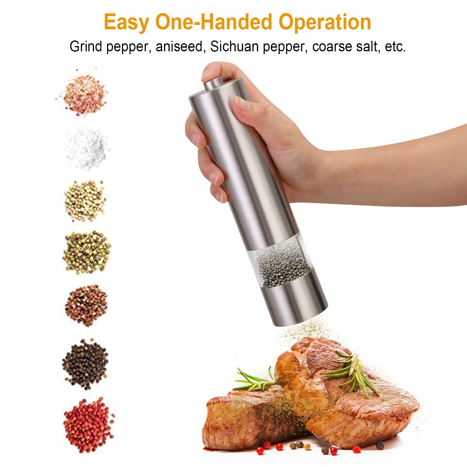 🧂 Electric Salt & Pepper Grinder – Adjustable Coarseness, Battery-Powered CJ US