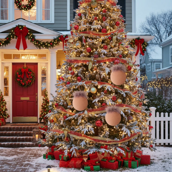 🎄 4PCS Christmas Ball Ornaments – Shiny Glass Hanging Tree Décor Set CJ US