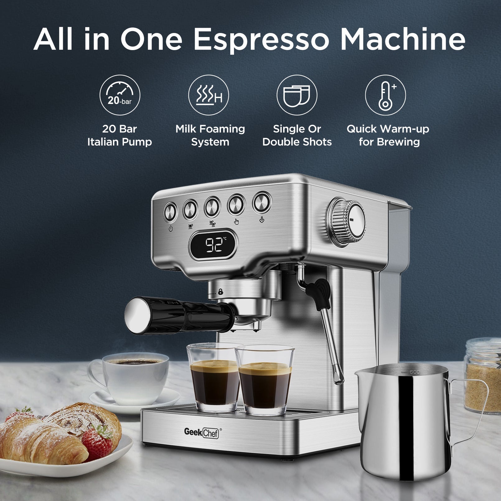 ☕ Geek Chef 20-Bar Espresso Machine Smart Kitchen & Home