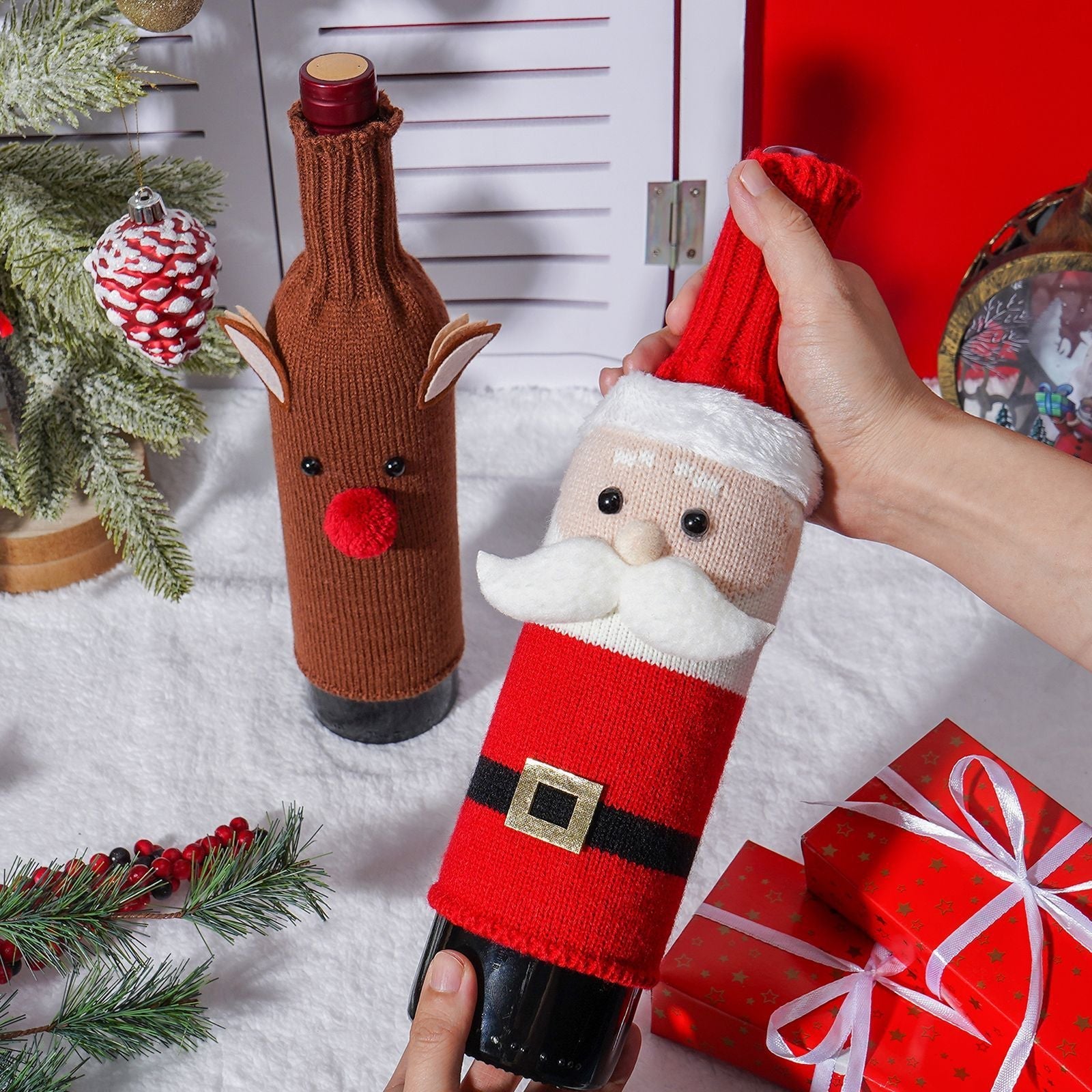 🎅 Christmas Bottle Covers – Festive Home Fashion Holiday Decorations CJ