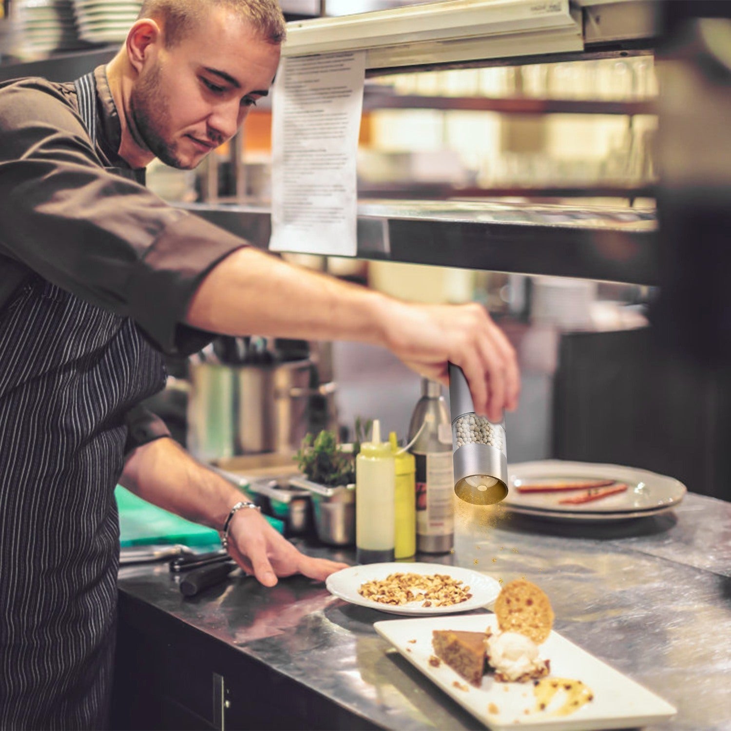 🧂 Electric Salt & Pepper Grinder – Adjustable Coarseness, Battery-Powered CJ US