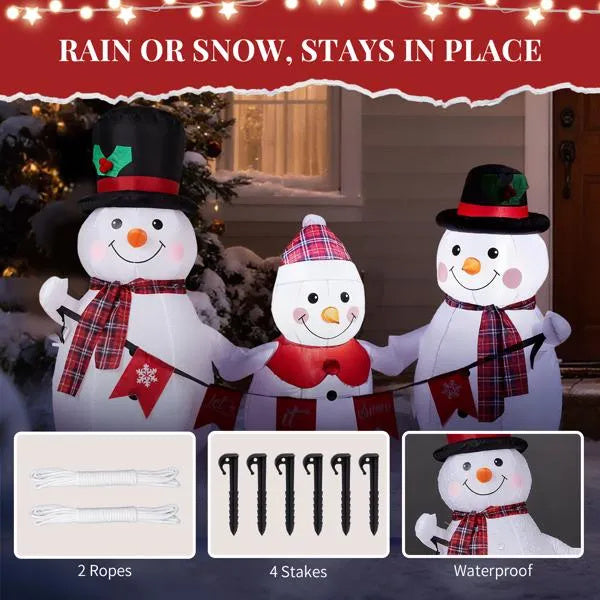 6.2FT Lighted Christmas Inflatable Decoration - Inflatable Snowman Family CJ US