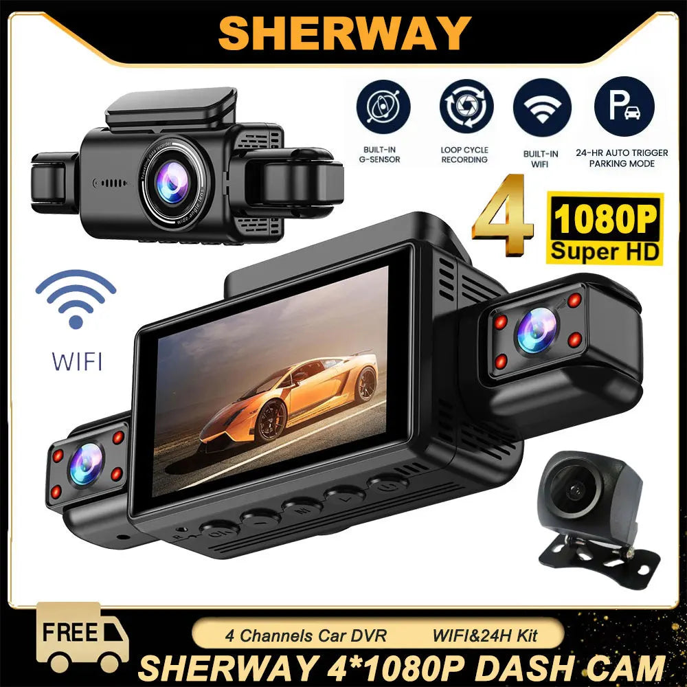 4CH WiFi Dash Cam – 360° Full HD Coverage with Night Vision & GPS - SmartPursue™