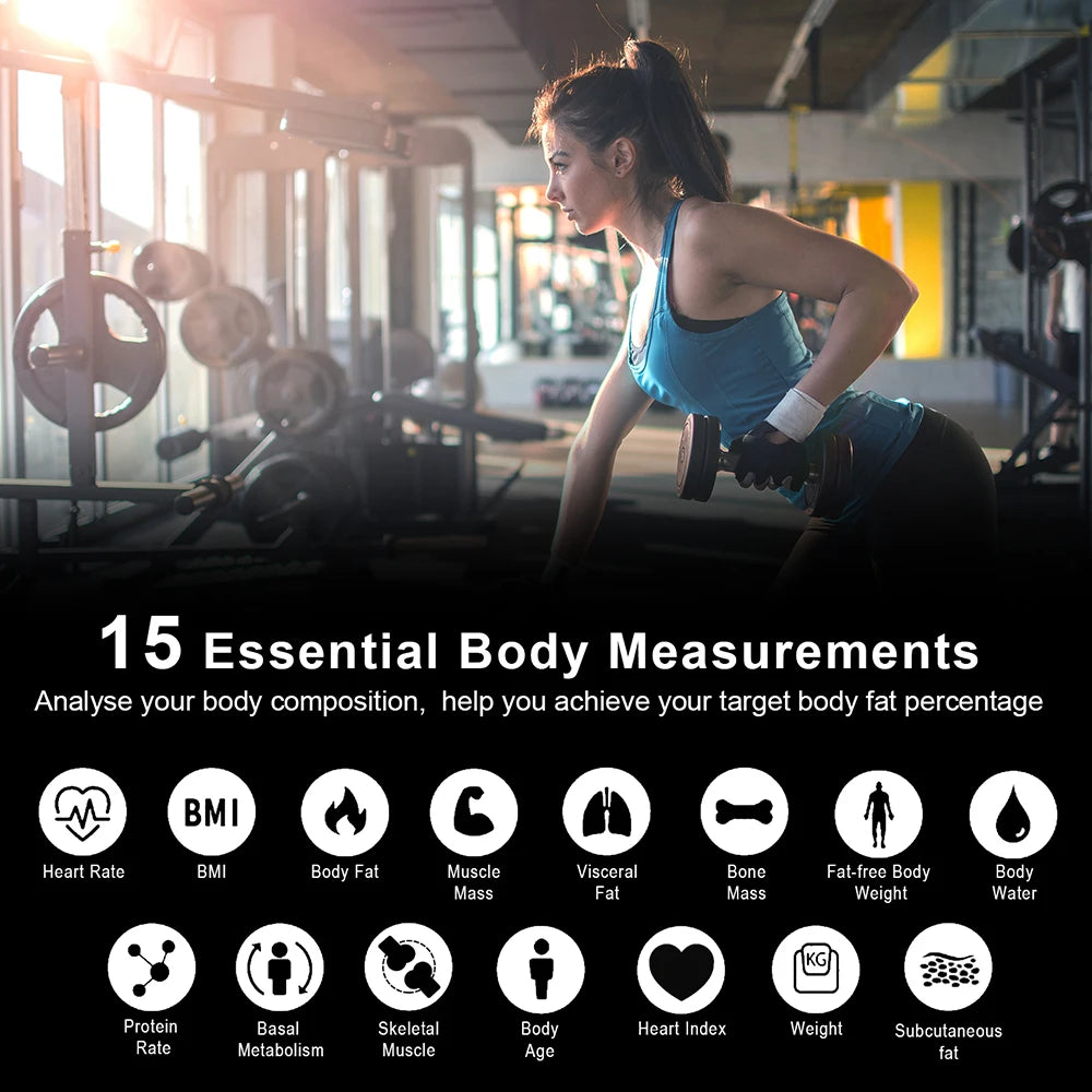 ⚖️ Lescale Smart Body Fat & BMI Scale – 15 Metrics + Heart Rate Display - SmartPursue™