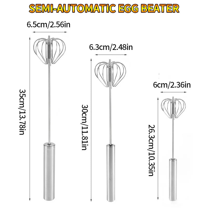 Semi-Automatic Stainless Steel Egg Beater - SmartPursue™