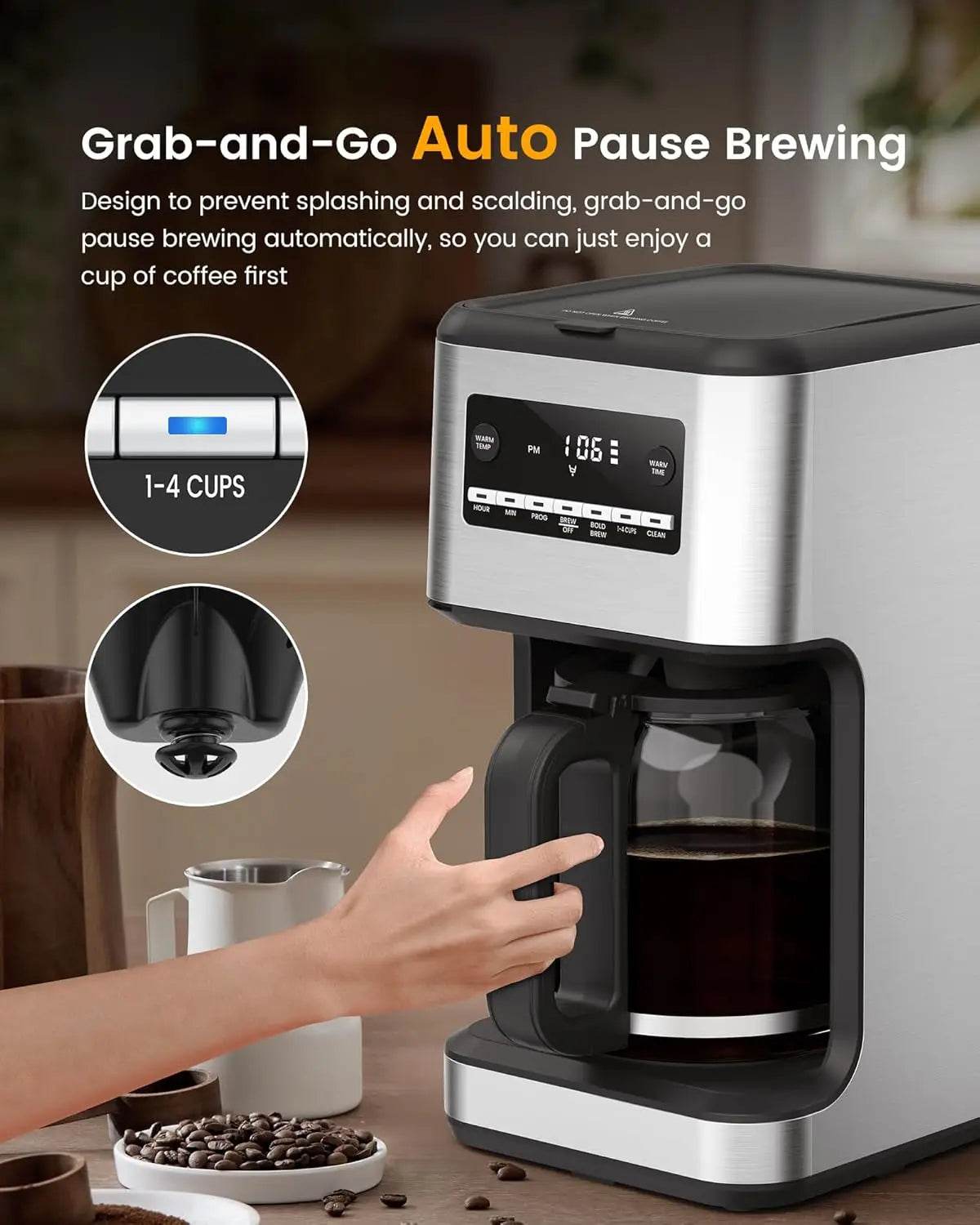 14-Cup Programmable Coffee Maker Drip-Free - SmartPursue™