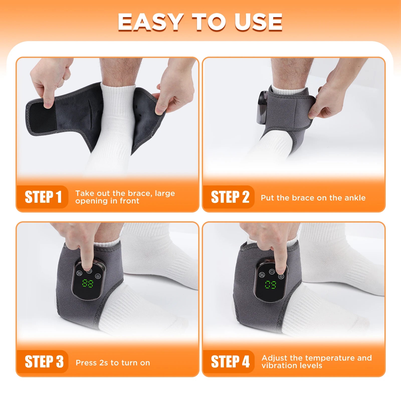 🦶 Electric Ankle Brace – Adjustable Hot Compress & Vibration Massage Support SmartPursue™