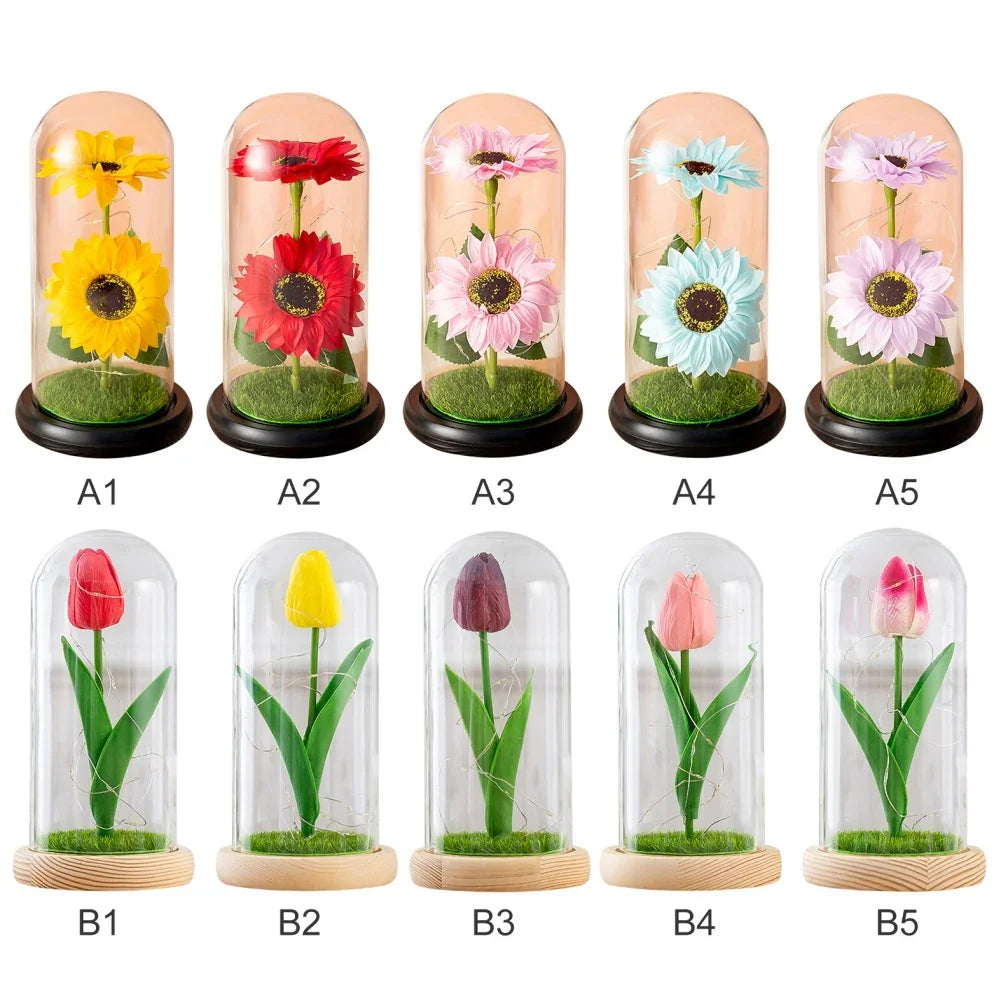 LED Glass Rose Tulip Ornament Fusion Gifts