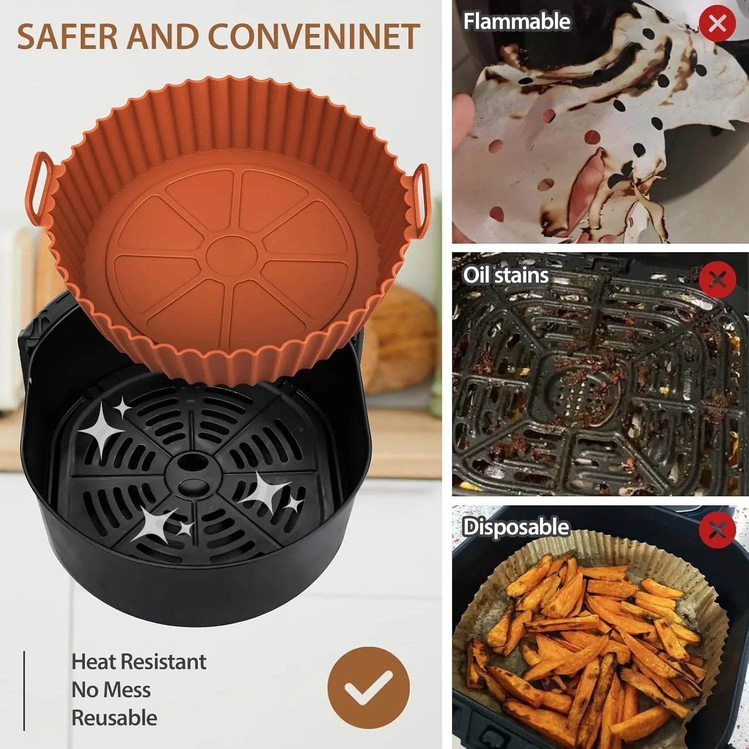 Reusable Silicone Air Fryer Basket – Non-Stick Tray for Crispy Pizza, Chicken & Fries - SmartPursue™