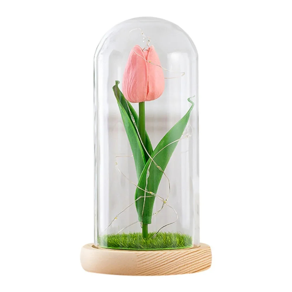 LED Glass Rose Tulip Ornament Fusion Gifts