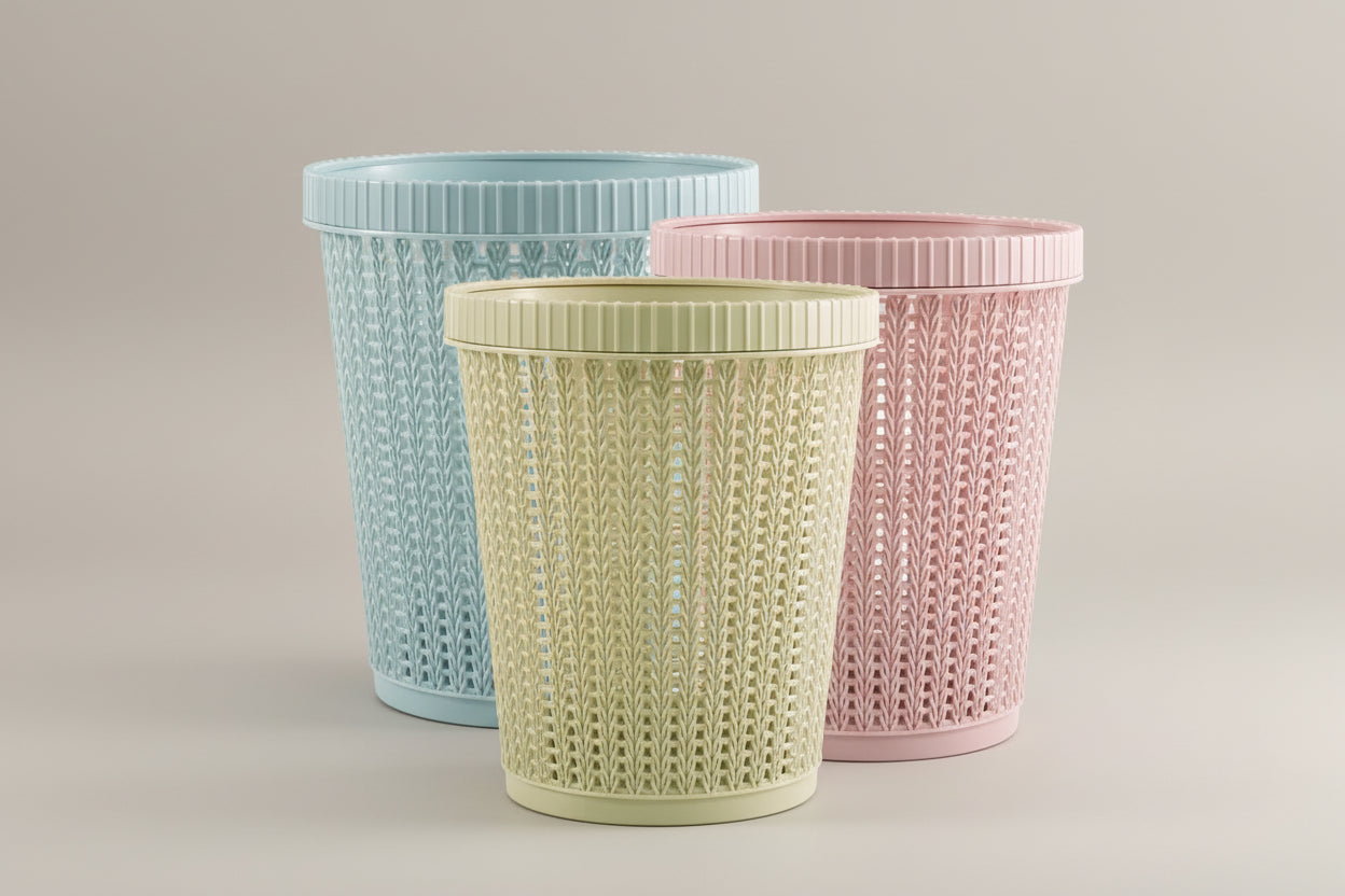 Hollow Rattan-Style Trash Can – Round Lidless Garbage Bin - SmartPursue™