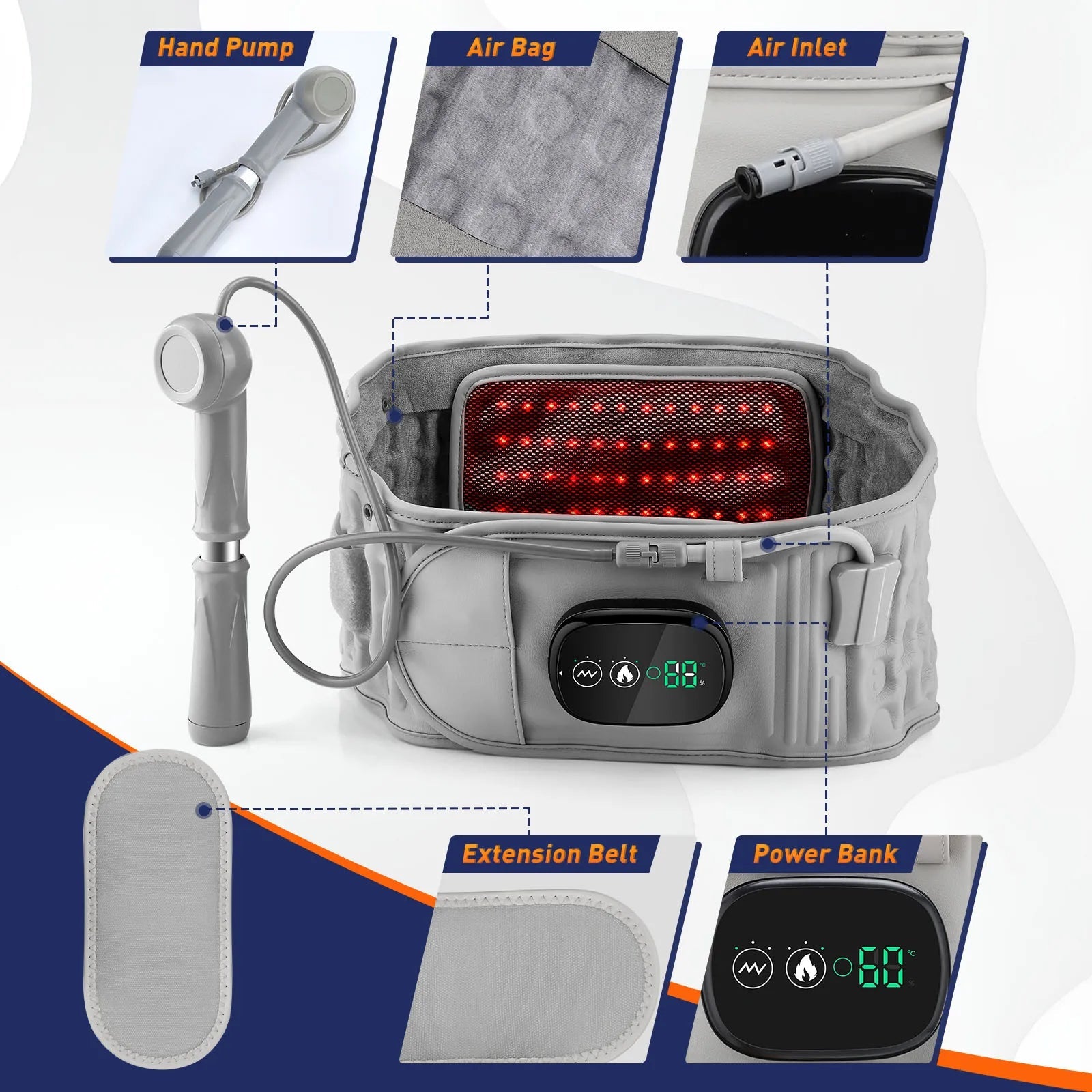 Heating Waist Massager Belts Vibration Inflatable Heated Pads Back Protector Waist Massage Relax Warmer SmartPursue™