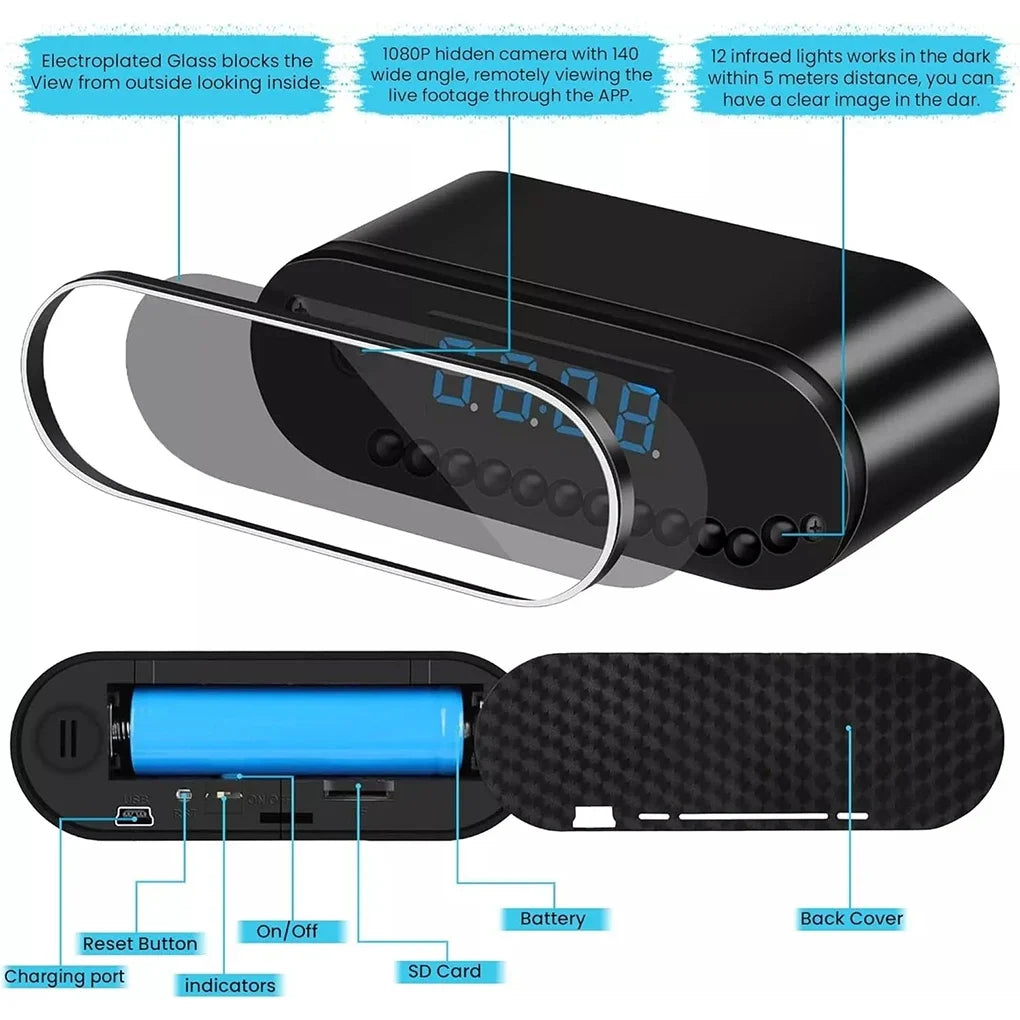 ⏰ 4K HD WiFi Clock Camera – With Night Vision & Motion Detection Diversi Fusion™