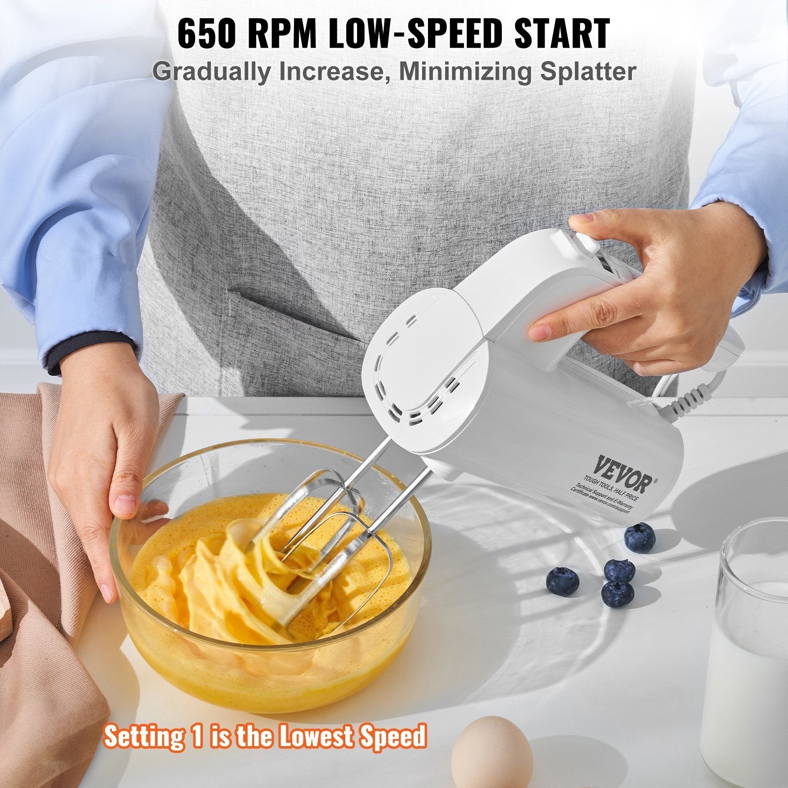 🍰 Digital Electric Hand Mixer – 5-Speed, 200W, Turbo-Boost CJ US