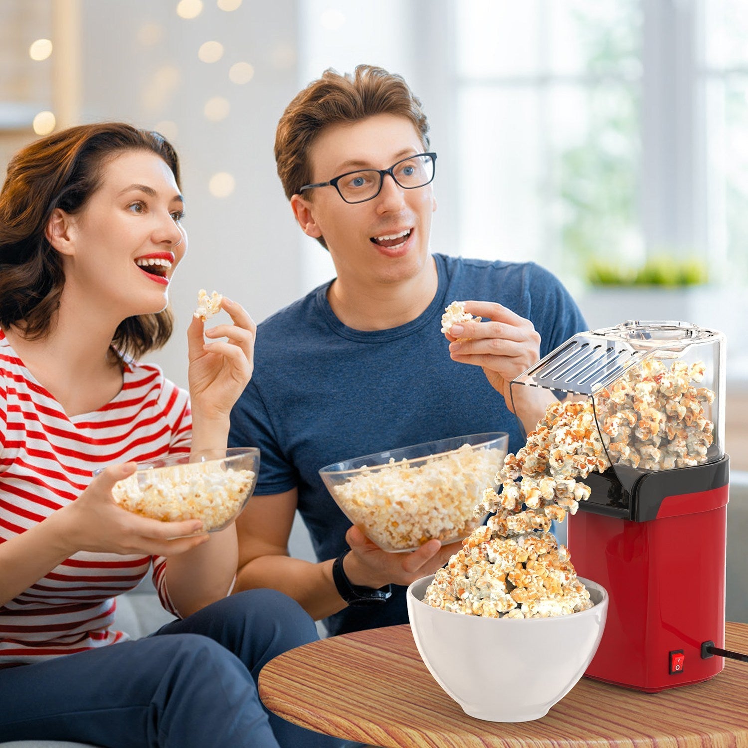 🍿 Electric Hot Air Popcorn Popper – 1200W Oil-Free Popcorn Maker CJ US