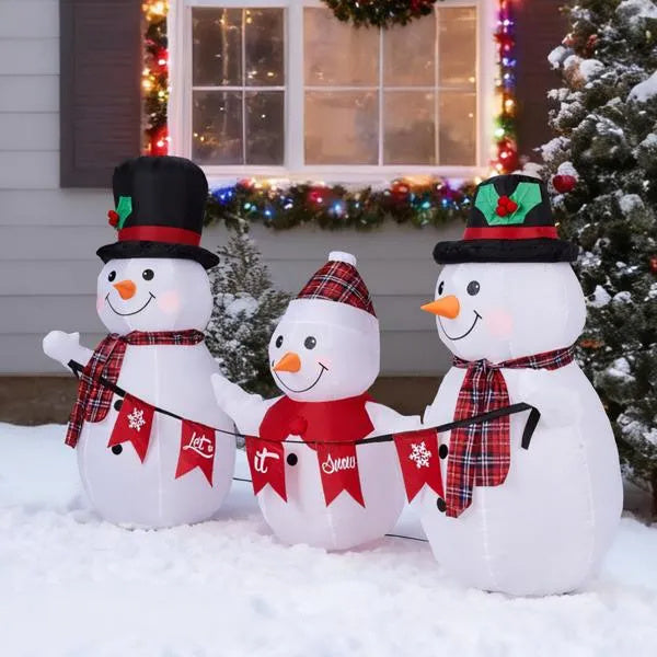 6.2FT Lighted Christmas Inflatable Decoration - Inflatable Snowman Family CJ US