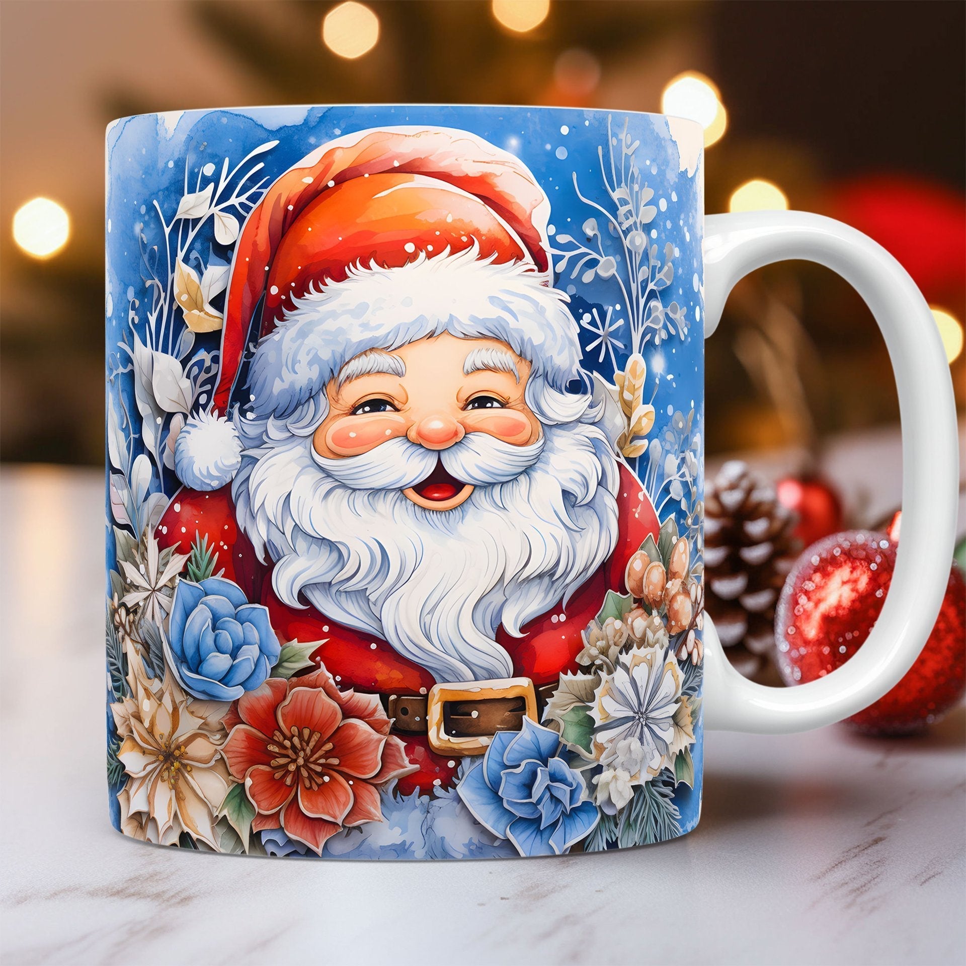 ☕ 3D Christmas Ceramic Mug – Santa & Snowman Holiday Coffee Cup CJ