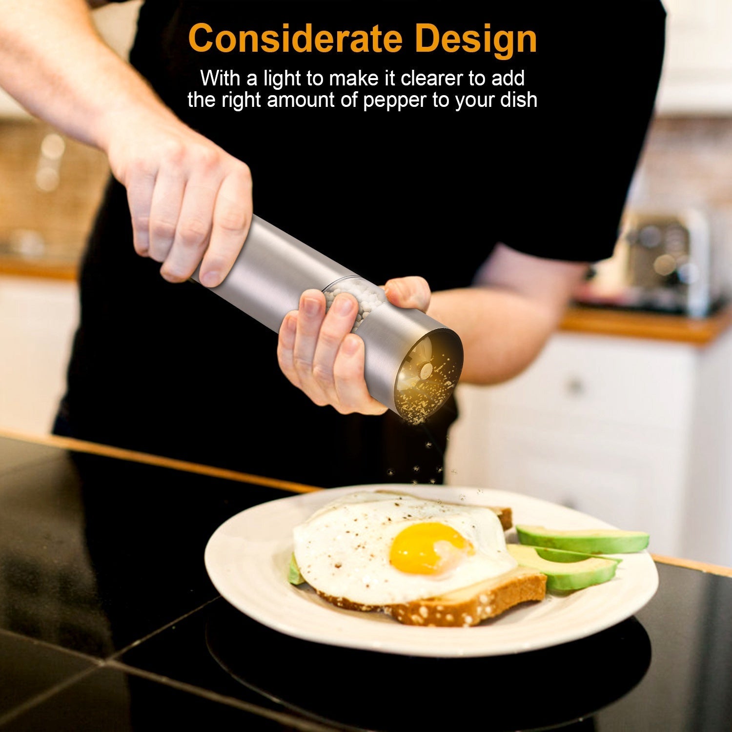 🧂 Electric Salt & Pepper Grinder – Adjustable Coarseness, Battery-Powered CJ US