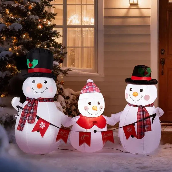 6.2FT Lighted Christmas Inflatable Decoration - Inflatable Snowman Family CJ US