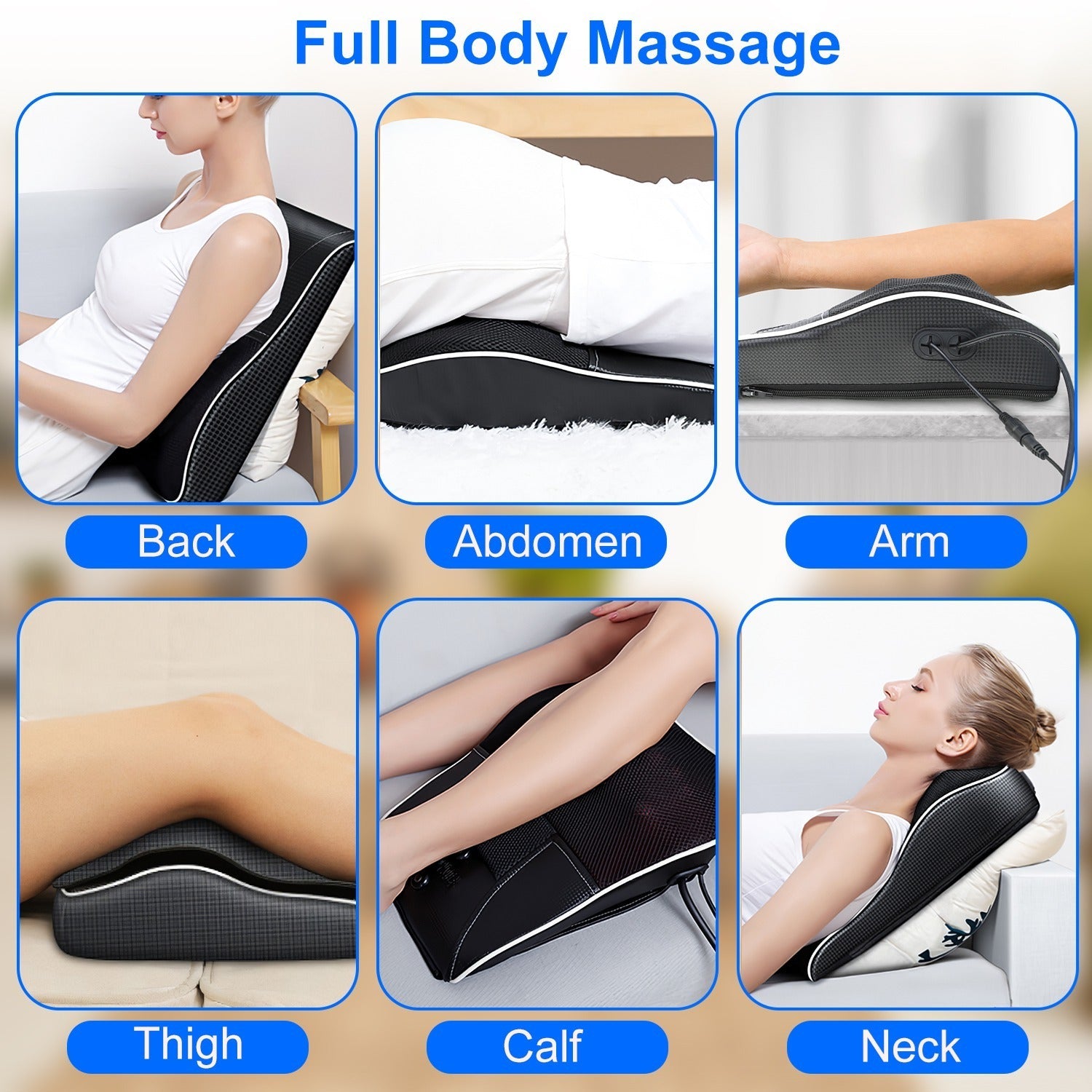 3D Back Massager Pillow – Shiatsu Heat & Kneading Massage CJ US